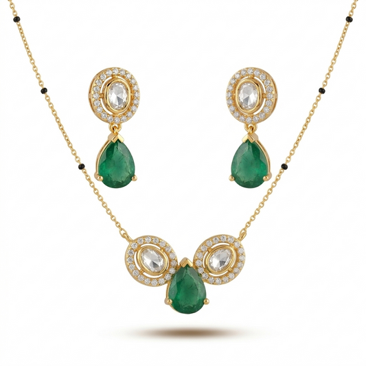 Polki Emerald Necklace Set