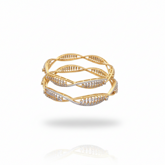 Wave Cut Diamond Bangles