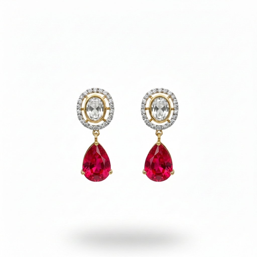 Polki Earrings with Drop