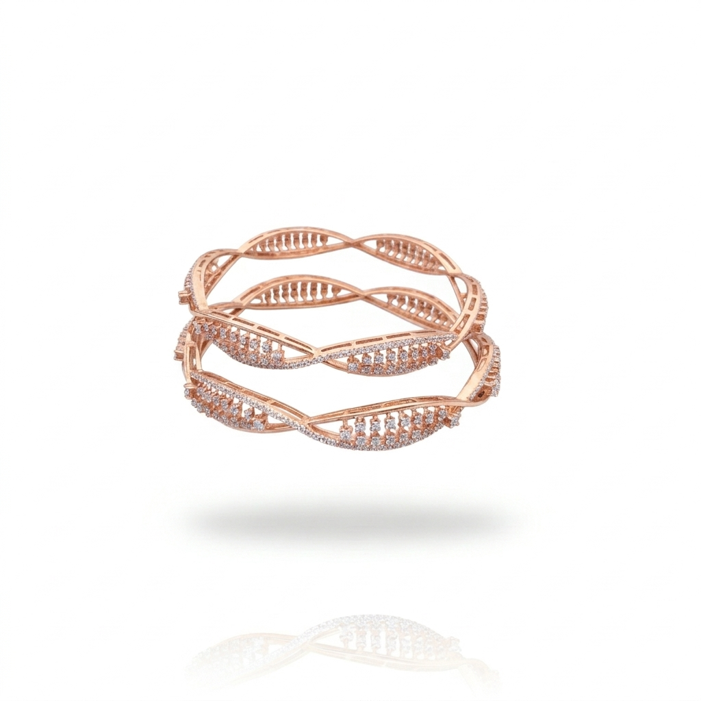 Wave Cut Diamond Bangles