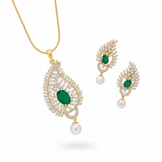 Emerald Pendant Set