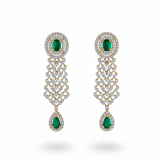 Emerald Diamond Danglers