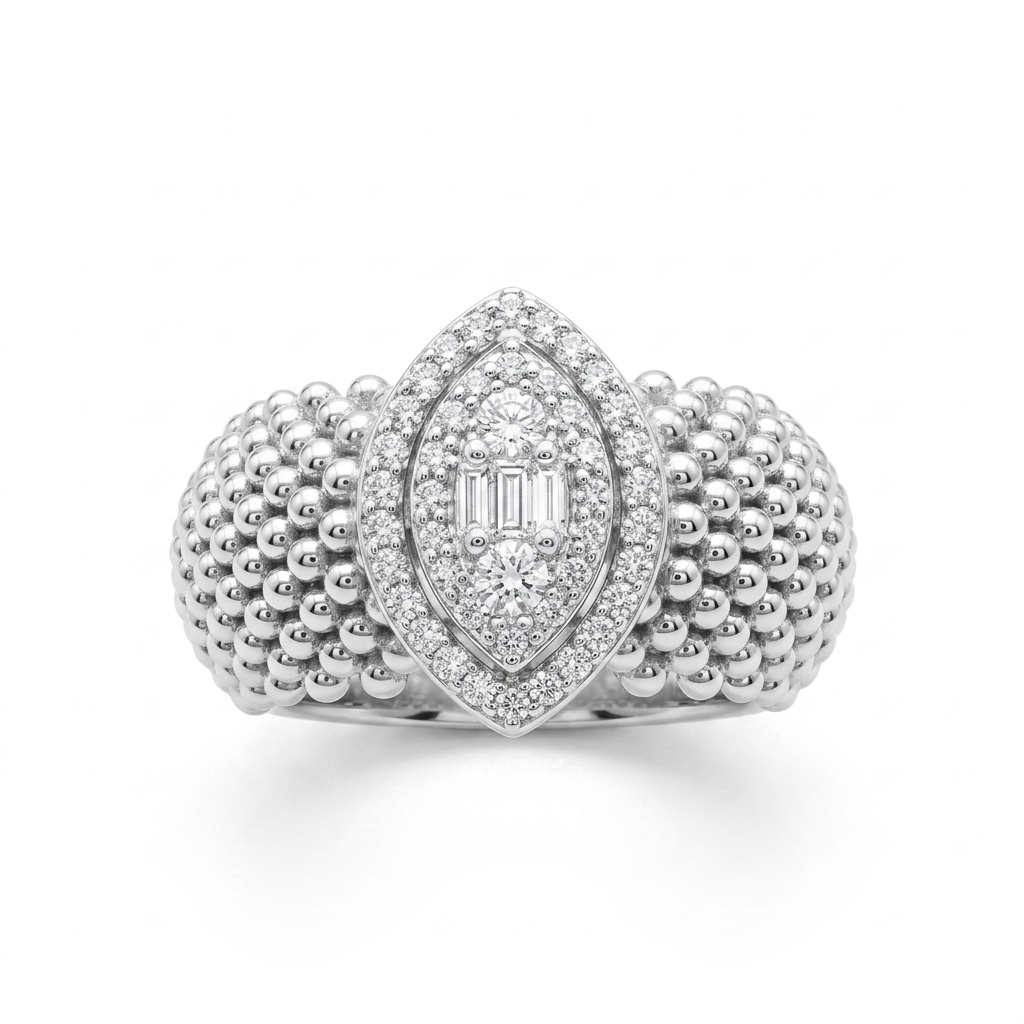 Beaded Marquise Ring