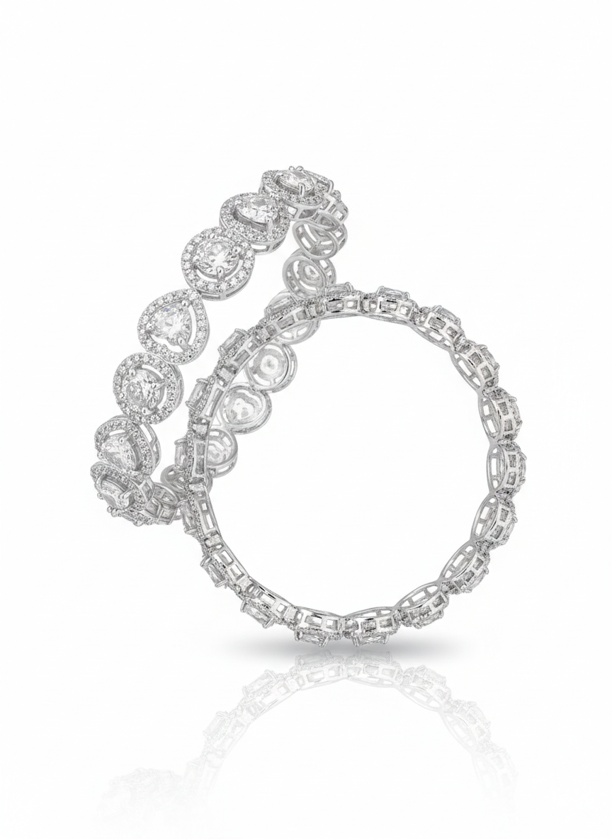Halo Heart Solitaire Bangles