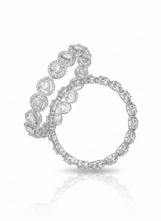 Halo Heart Solitaire Bangles