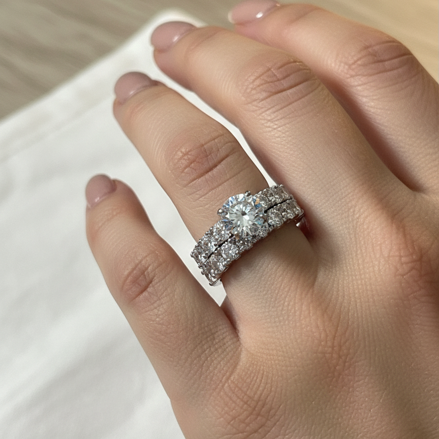 Luxe solitaire twin band - 2 carats