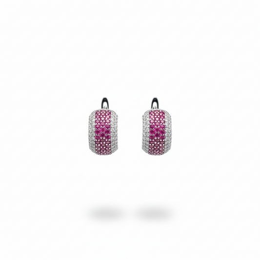 Ruby Studded Hoops