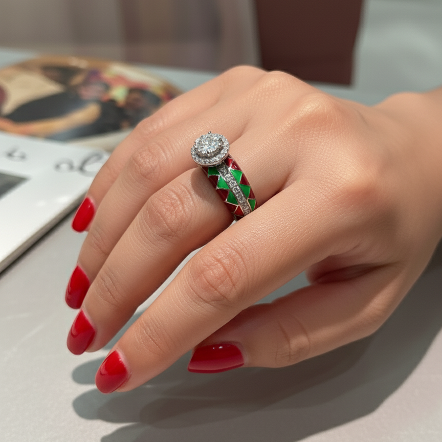 Precious Blue Enamel Band