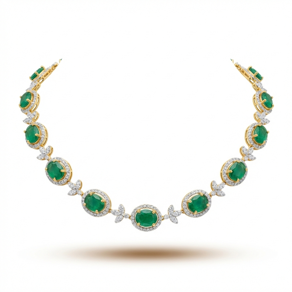 Emerald Halo Marquise Necklace