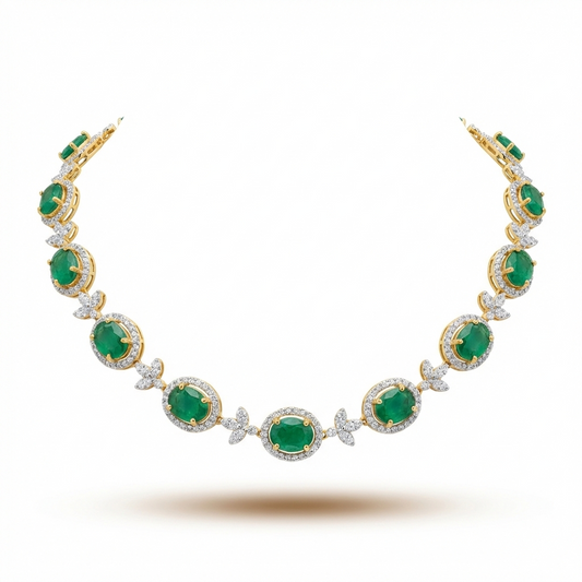 Emerald Halo Marquise Necklace