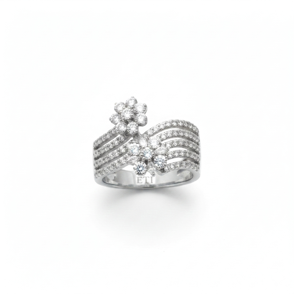 Diamond Flower Statement Ring