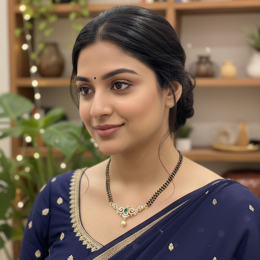 Harshita’s Emerald Pearl Mangalsutra