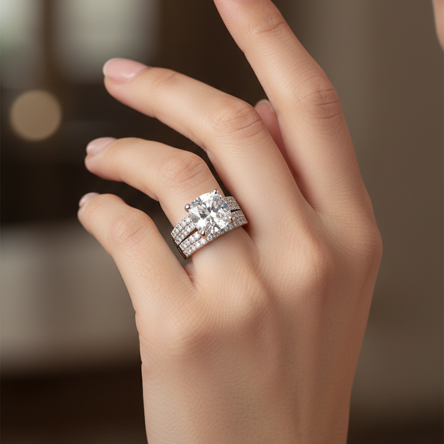 Crested Diamond Band Ring