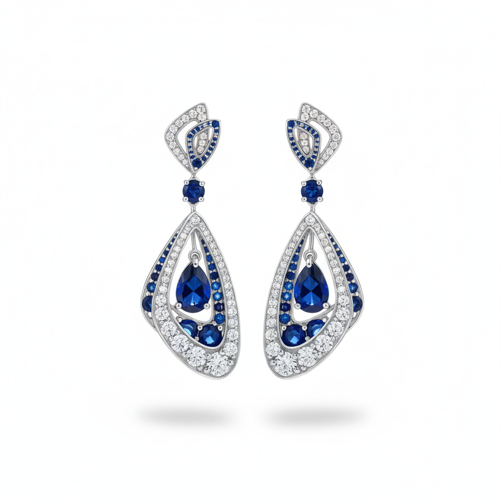 Sapphire Diamond Danglers