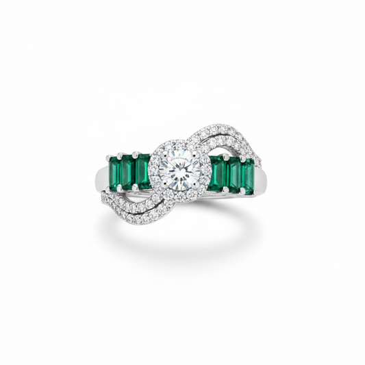 Emerald Twist Ring