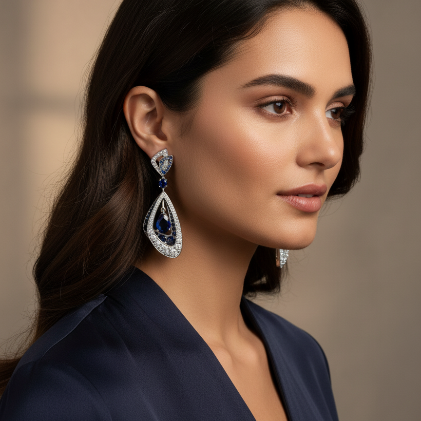 Sapphire Diamond Danglers