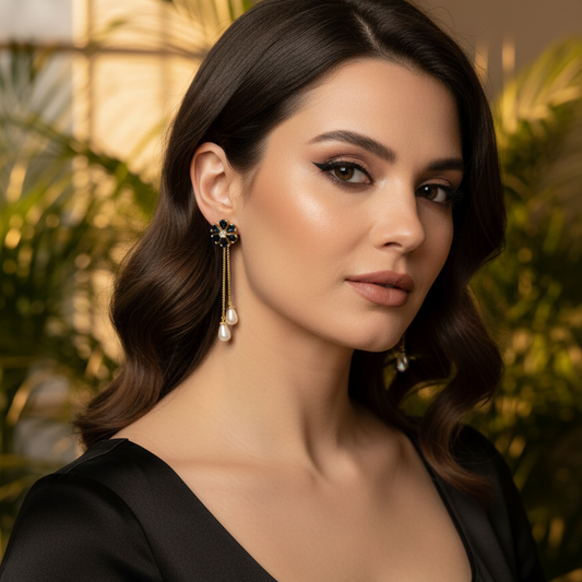 Detachable Blue Pearl Earrings