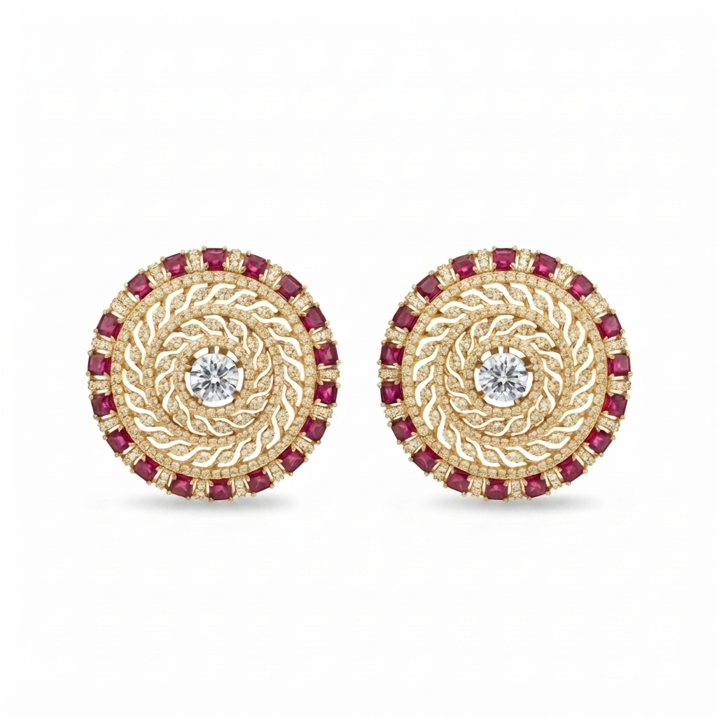 Ruby Mandala Earrings