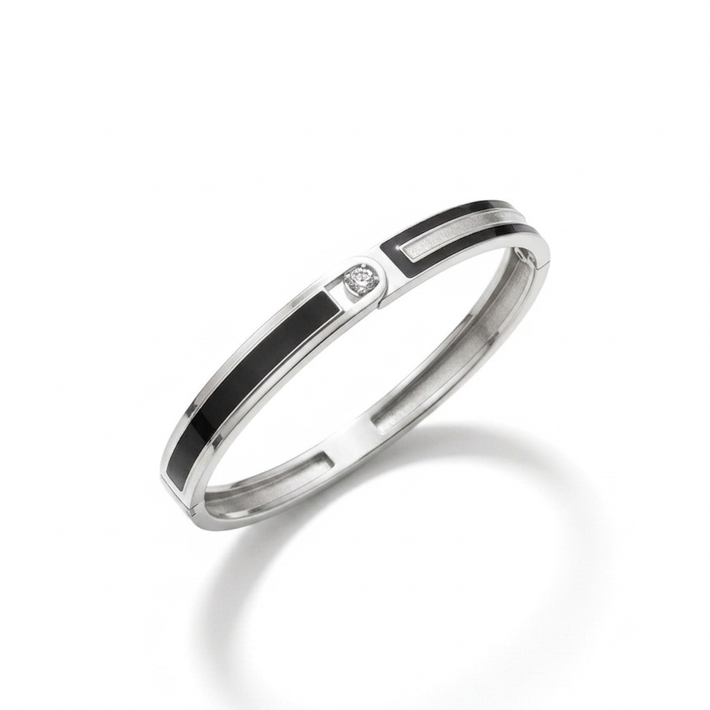 Diamond Black Enamel Bangle