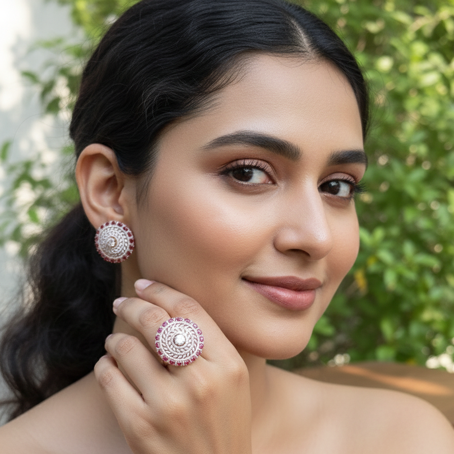 Ruby Mandala Earrings