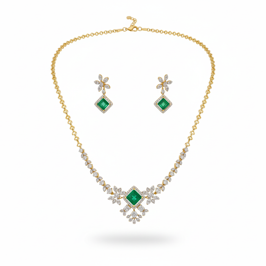 Emerald Diamond Necklace Set