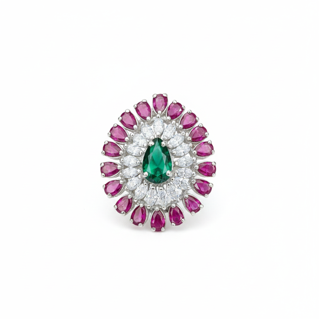 The Emerald & Ruby Cocktail Statement Ring
