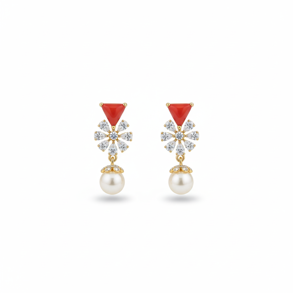 Coral Pearl Earrings