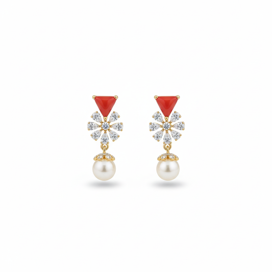 Coral Pearl Earrings