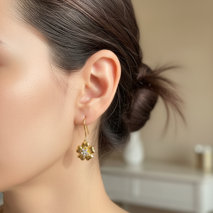 Gold Flower Earrings