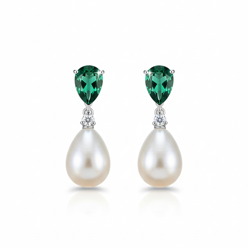 Emerald Pearl Earrings