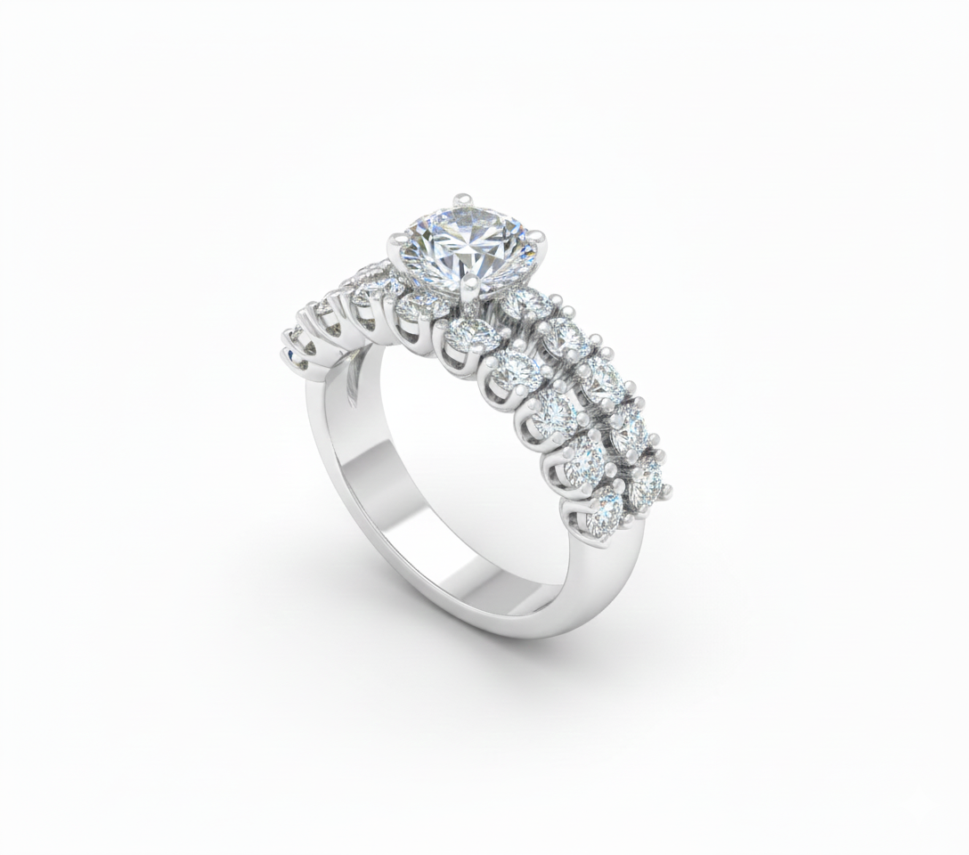 Luxe solitaire twin band - 2 carats
