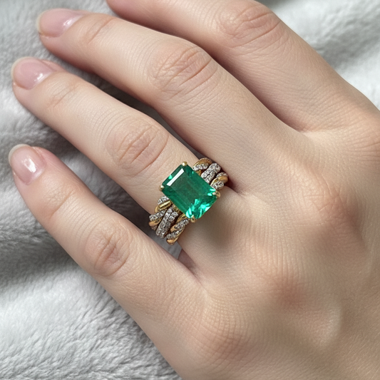 Braided Emerald Ring