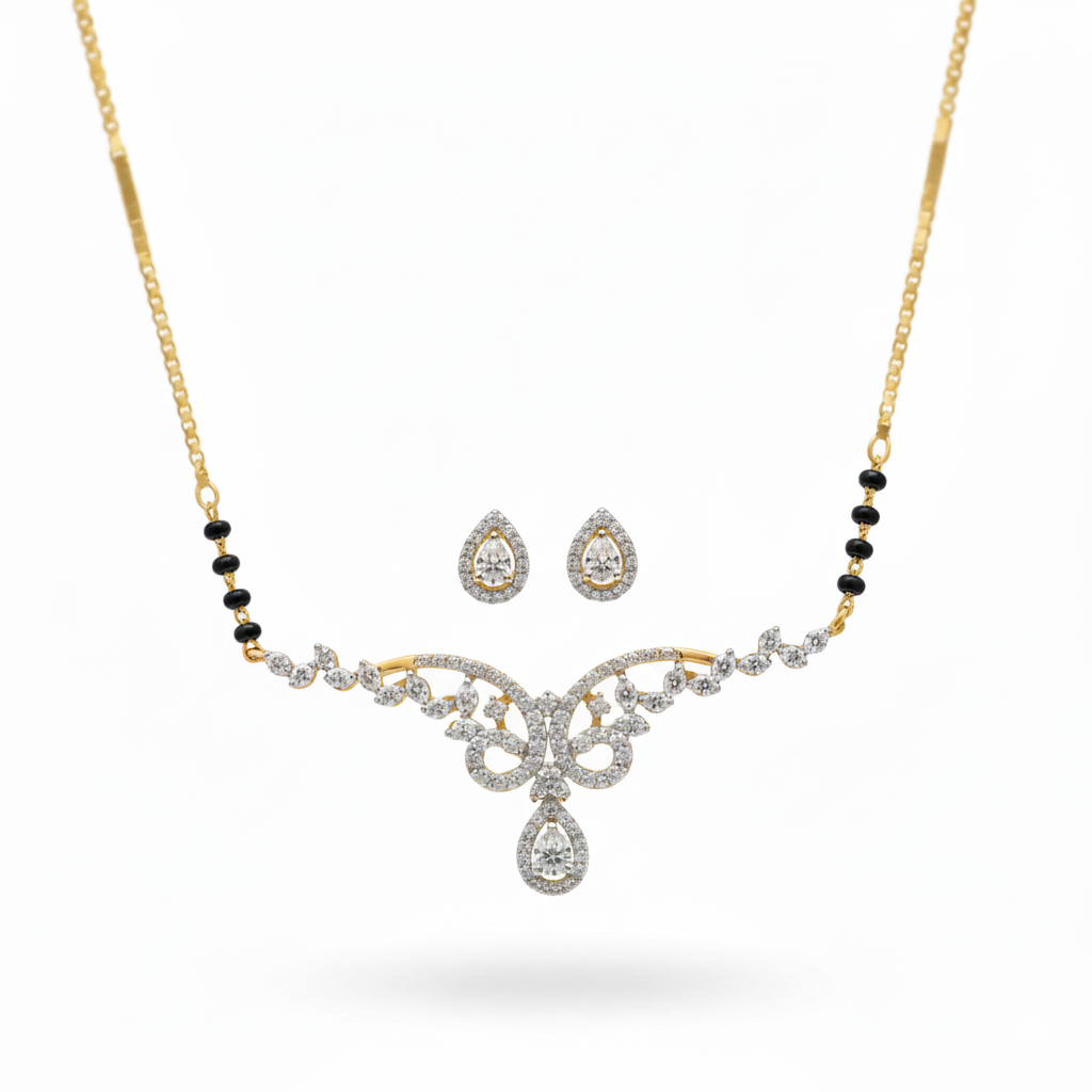 Diamond Pear Mangalsutra Set