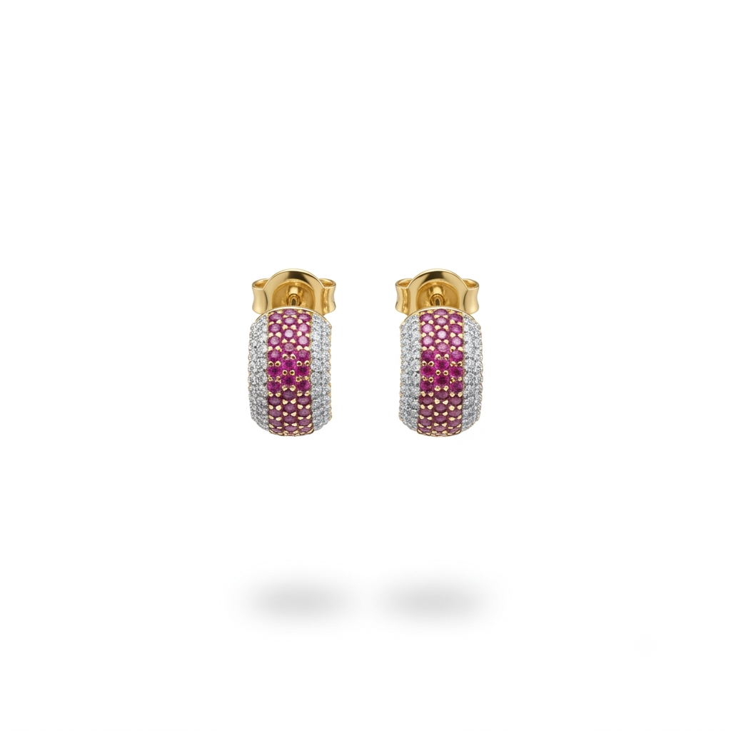 Ruby Studded Hoops