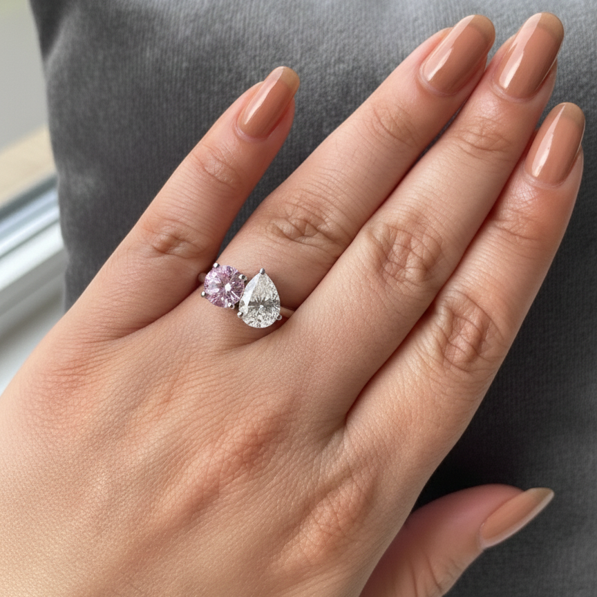 Toi et moi ring - Moissanites