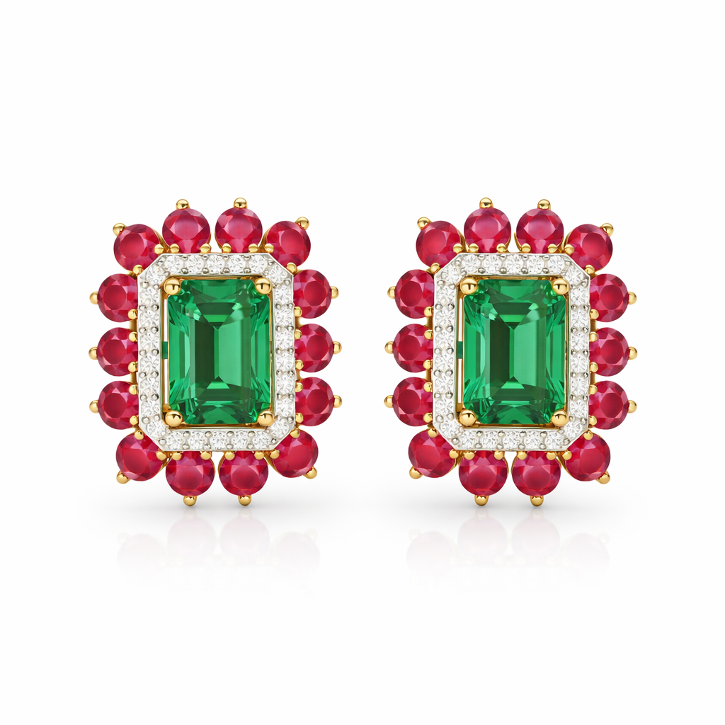 Ruby Emerald Earrings