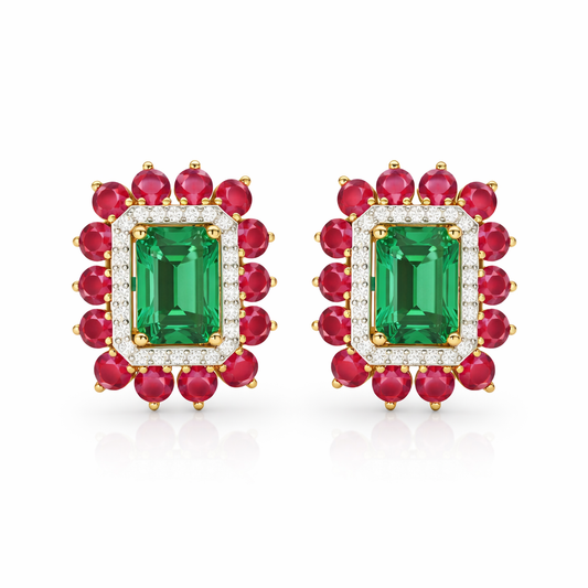 Ruby Emerald Earrings