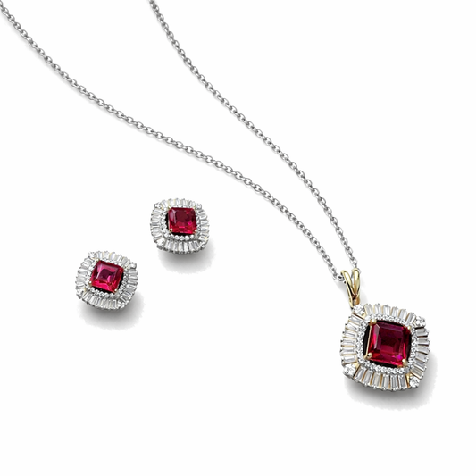 Ruby channel Pendant Set