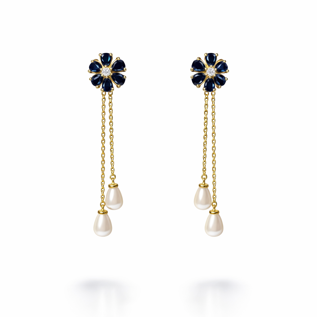 Detachable Blue Pearl Earrings