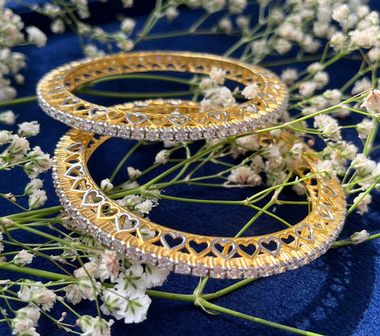Solitaire Single Line Bangles - Set of Two