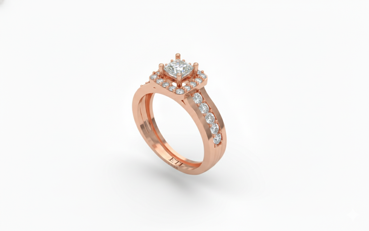 Princess Halo Diamond Ring