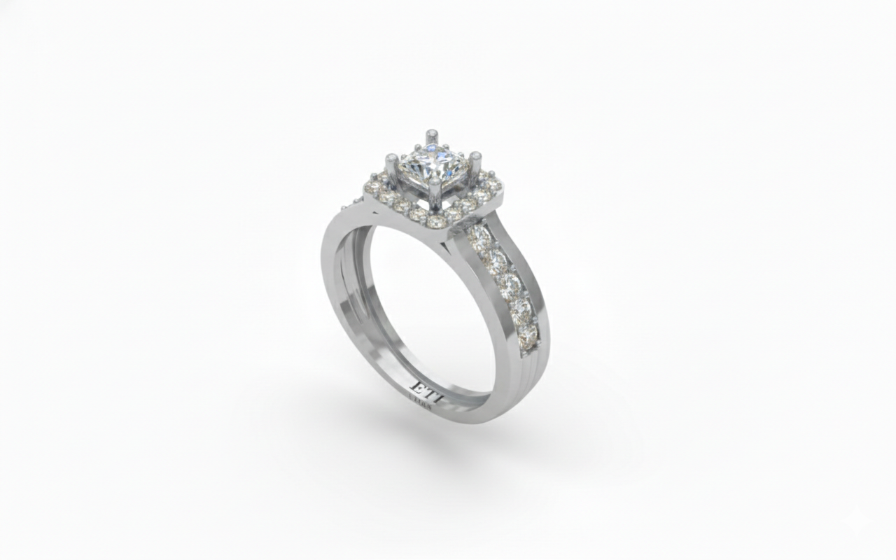Princess Halo Diamond Ring