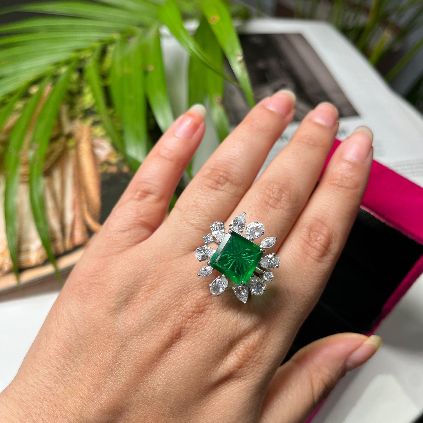 Panna Simple Silber Ring Panna Wali Ring - Main Image