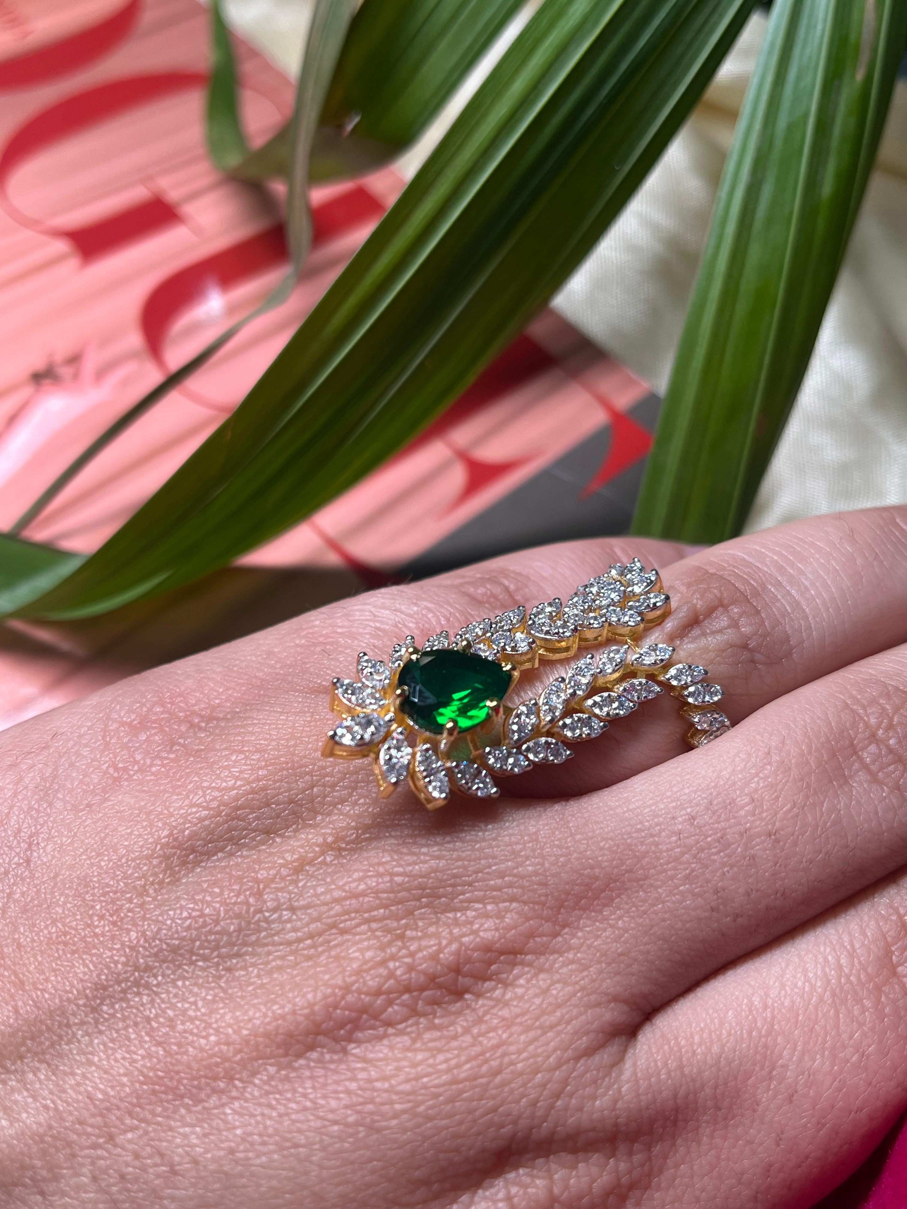 Emerald Diamond Gold Cocktail Ring – jeweleretteandco