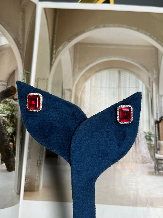 Halo Ruby Earrings