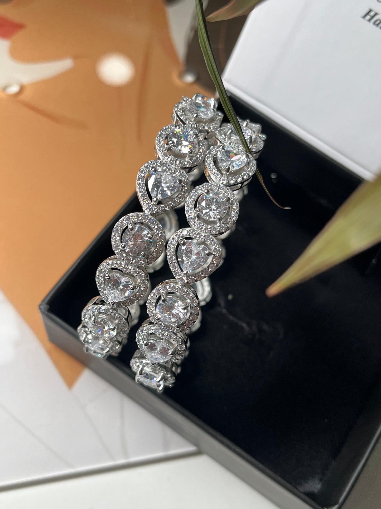 Halo Heart Solitaire Bangles