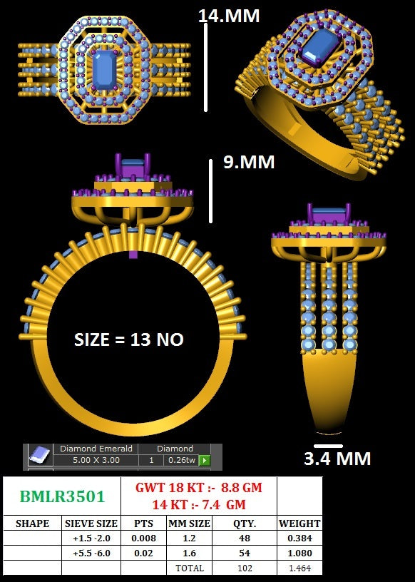 Double Halo Emerald  ring
