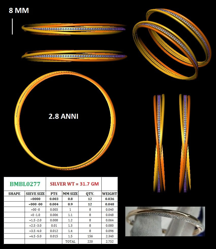 Dual Tone Diamond Bangles