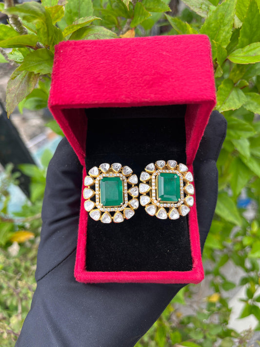 Polki Emerald Earrings