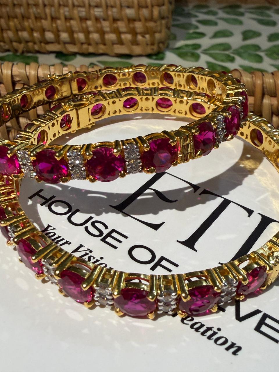 Gemstone Diamond Bangles
